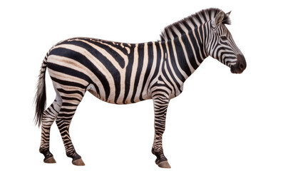 Naklejka premium Striped African Zebra Standing Profile View