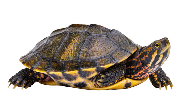 Spotted Diamondback Turtle Resting on Pale Surface