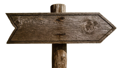 Weathered wooden arrow signpost on rustic timber post © Anneliese