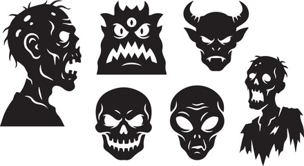 Fototapeta premium Black Emoji Face Icon Set with Various Expressions