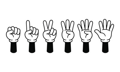 Obraz premium Cartoon gloved hand counting gestures set on white background