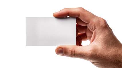 Obraz premium Human hand holding blank white rectangular business card