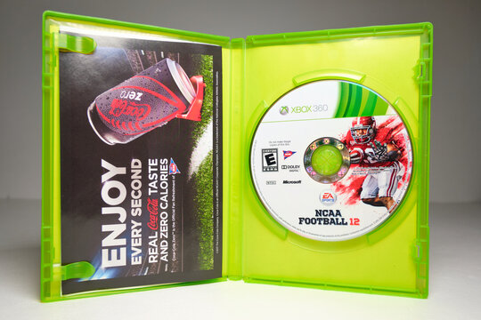 kent, uk, 01.01.2026 NCAA college Football 12 Microsoft Xbox 360 video game case isolated on white background. American football usa nfs video game. Sports gaming.