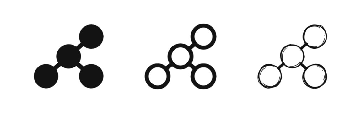 Network Connection Nodes Icon Set, Social Connectivity Data Structure Abstract Link