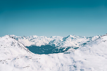 Obraz premium Panoramic winter mountain landscape in Livigno Italy