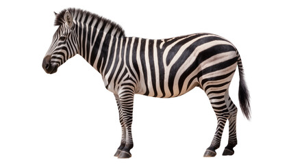 Naklejka premium Striped Plains Zebra Standing Profile View on Plain Surface
