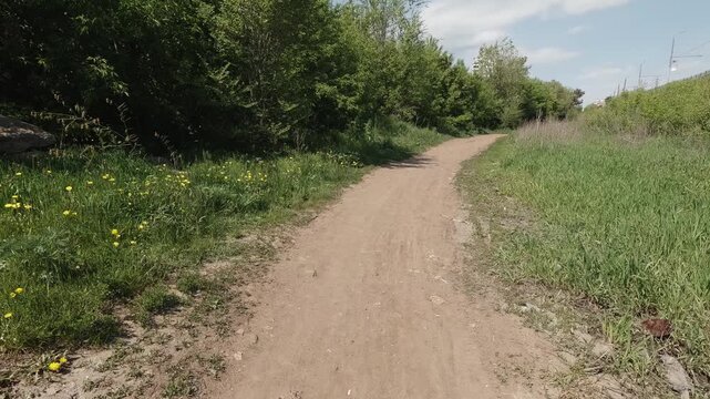 Moving forward along the path near the bridge
