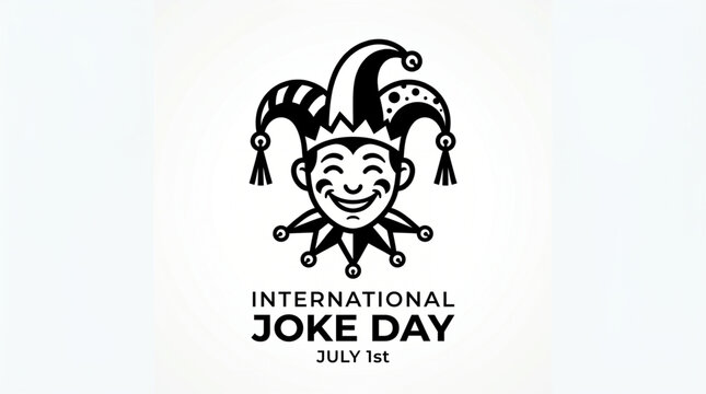 Minimal international comedy celebration emblem with smiling joker mascot and playful humor vector illustration artwork