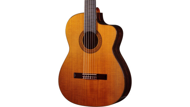 Classic acoustic guitar with cutaway and dark pickguard