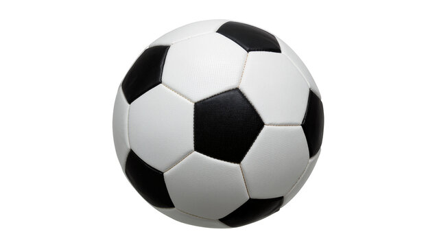 Classic Black and White Soccer Ball with Leather Texture