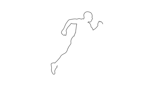 continuous one line drawing of running athlete motion graphic video on white background