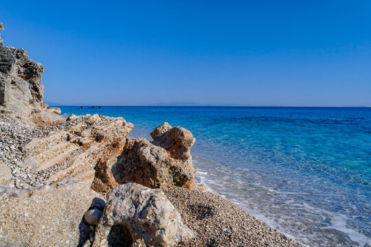 beautiful pebble beach of Dhermi , Albania