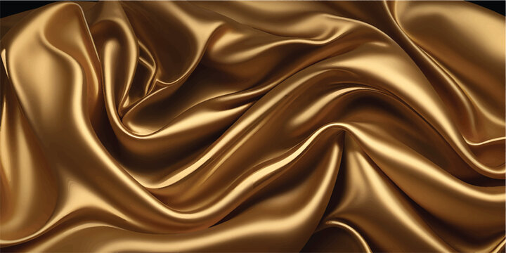 Gold silk silky satin fabric elegant extravagant luxury wavy shiny luxurious shine drapery background wallpaper seamless abstract showcase backdrop artistic design presentation material texture