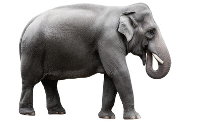 Obraz premium Gray Asian Elephant Standing Profile View with Long Trunk