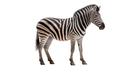 Naklejka premium Striped African Zebra Standing Profile View