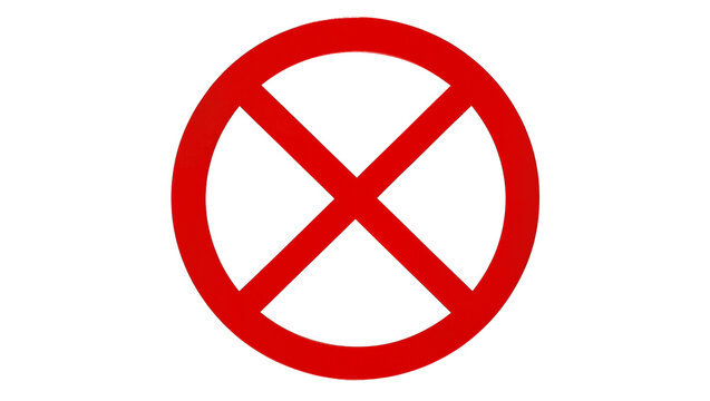 Red Circular Prohibited Sign with Diagonal Slash Mark