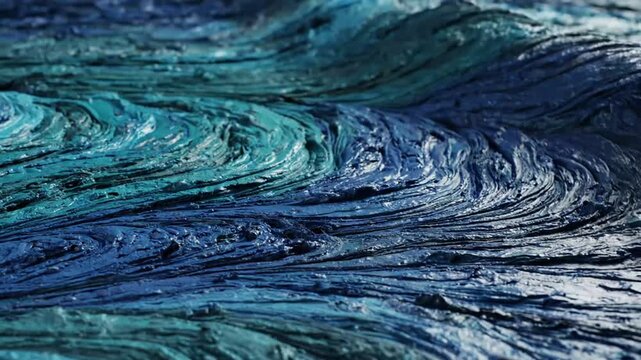 Abstract swirling blue oil paint texture with thick brushstrokes