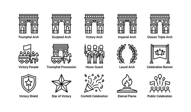 Victory and triumph icons depicting arches processions and symbols