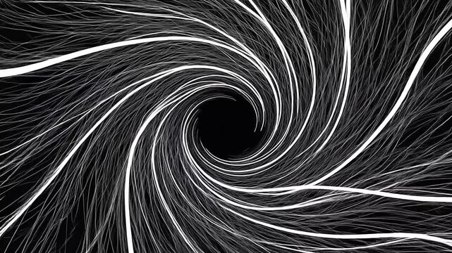 Abstract swirling white fiber lines forming a circular vortex