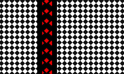 Fototapeta premium A black and white diagonal checkered pattern background featuring a vertical tire track design graphic illustration