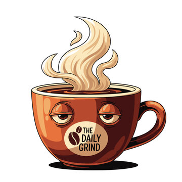 Cartoon coffee mug with eyes.