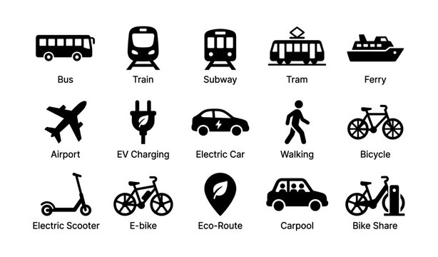 Transit mode icons showing transport options on white background