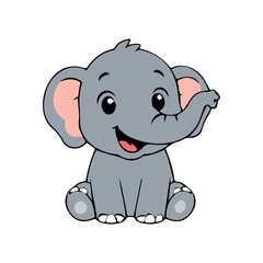 Fototapeta premium Cute elephant cartoon illustration vector icon elements with various fun and adorable expressions.