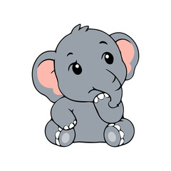 Naklejka premium Cute elephant cartoon illustration vector icon elements with various fun and adorable expressions.