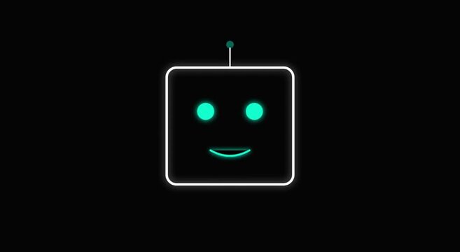 Minimalist Neon Robot Face Animation | Glowing AI Bot