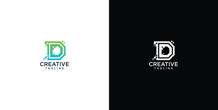Modern Letter D Logo Design with Abstract Digital Glitch Effect. Dynamic Geometric Monogram for Technology, Creative Agencies, and Business Branding Identity Solutions