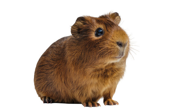 Brown furry Guinea Pig Portrait with soft fur and whiskers