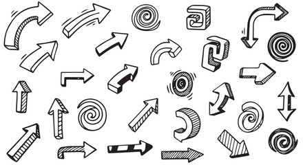 Elegant arrows set for business plan, presentation and education. Sign, Symbol, Hand drawn arrow paint brush design. grunge texture paint brush design. © wellness
