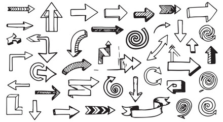 Elegant arrows set for business plan, presentation and education. Sign, Symbol, Hand drawn arrow paint brush design. grunge texture paint brush design. © wellness