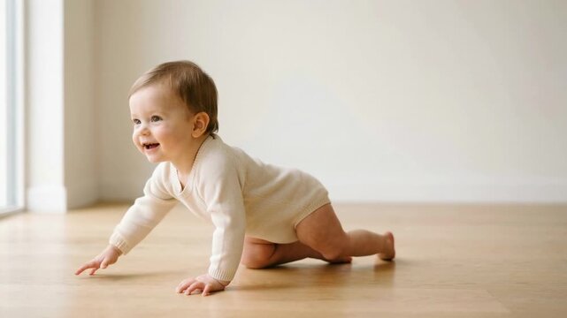 adorable baby crawling towards camera minimal scene video