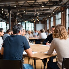 Fototapeta premium Teamwork and strategy gathering at networking conference in modern workspace fostering collaboration and innovation