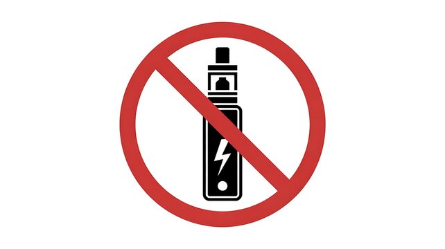 No Vaping, No Smoking, Prohibited E-Cigarette, Warning Sign, Health Risk Symbol