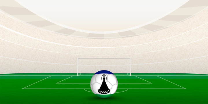 Mosotho Football Stadium with National Flag Soccer Ball. 