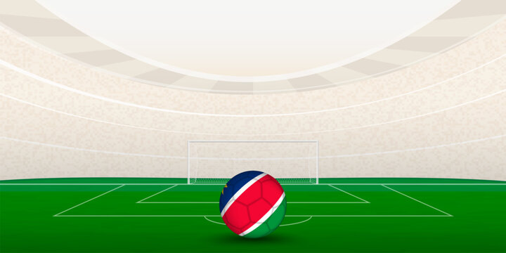 Namibian Football Stadium with National Flag Soccer Ball. 