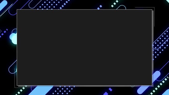 ブルーのネオンカラーの幾何学デザインのフレーム付きミニマルループ背景動画 / Minimal looping background video with neon-blue geometric design frame