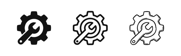 Fototapeta premium Gear and Wrench Icons, Settings and Maintenance Service Concept
