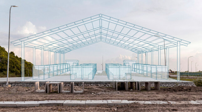 Engineered market hall framework modeled for emerging civic infrastructure district