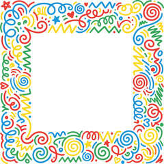 Obraz premium Colorful abstract swirl border design with vibrant patterns isolated on transparent background, Vector