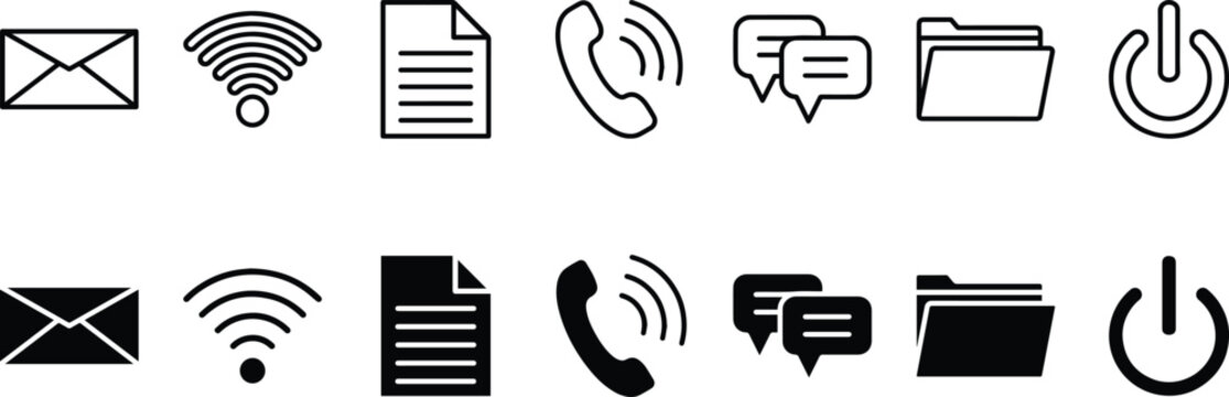 Contact information icon set. email message, client manager. Call center office icon for web.Social media icon,Vector illustration .