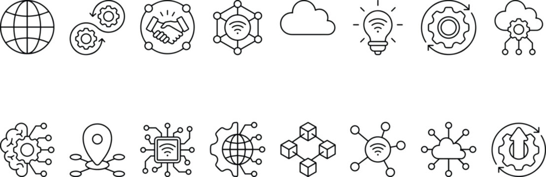 technology icon set.digital world, high-tech and automation.outline for web site design and mobile apps  Editable Stroke. Isolated Vector Illustration.