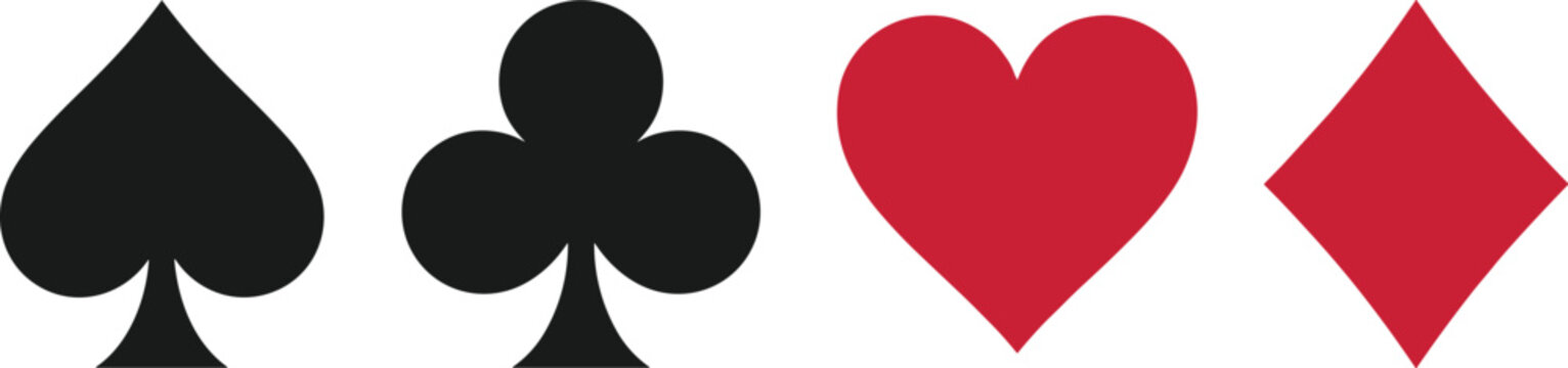 playing card suits icons spade club heart diamond black and red on white background high quality professional detailed modern elegant stylish clean crisp