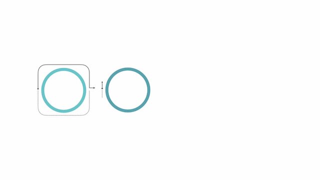 animated video of business infographics  circle shape with blue label on white background, 4 and 8 steps  for workflow, presentation, 4k animation