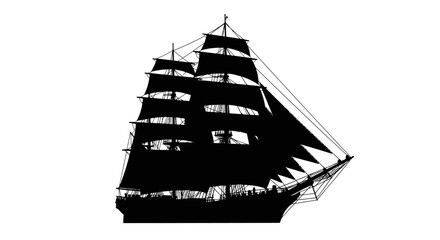 sailing ship silhouette on white background high quality © Sekh