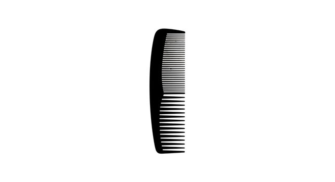 black wide tooth comb silhouette on white background