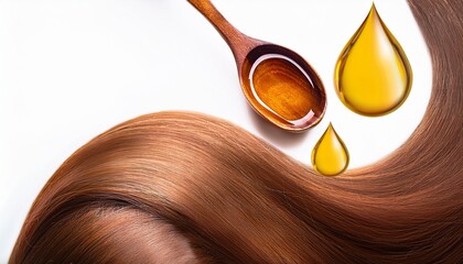 Fototapeta premium nourishing and conditioning hair with vitamins to smooth the hair drop of oil on hair vertical