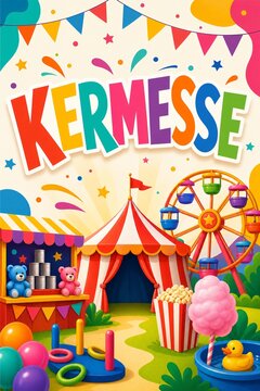 Mod&egrave;le d'affiche, flyer avec le texte "Kermesse"